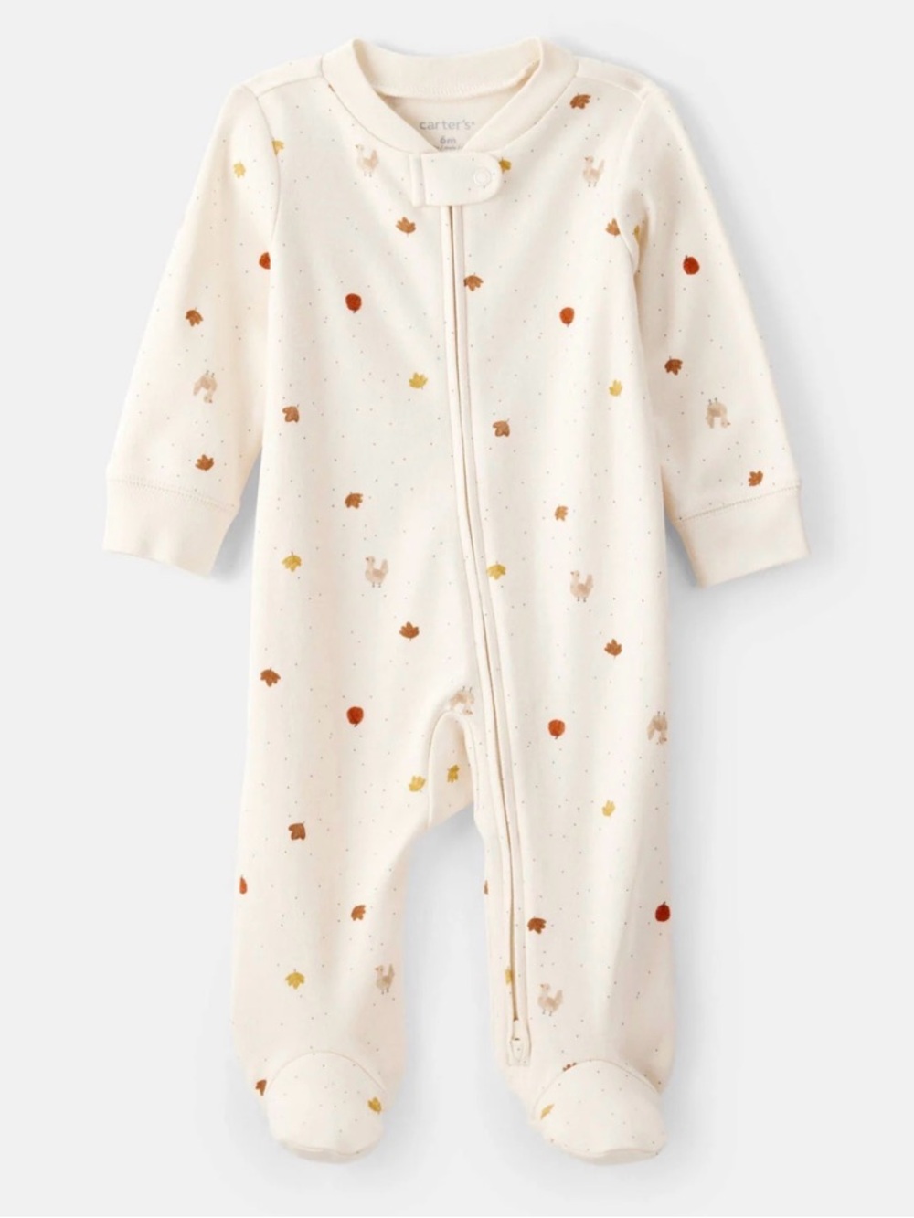 4 Pack Carter's Footed Zipper One-Pieces: Autumn & Halloween Print (NB)